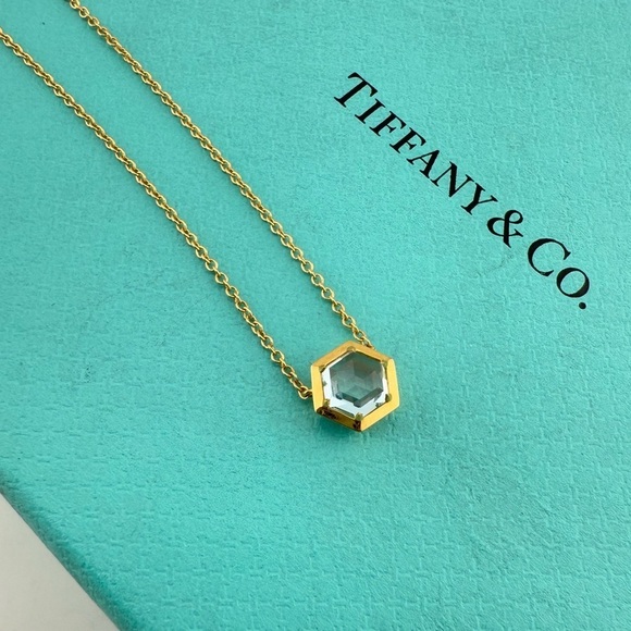Tiffany & Co. Blue Topaz Paloma Studio Necklace in 18k Yellow Gold 16-18” - Picture 7 of 7